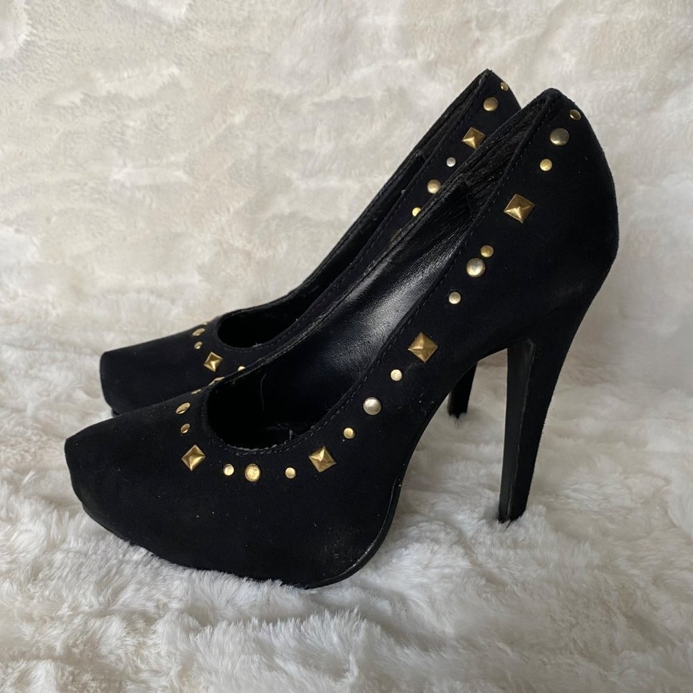 Bolaro by Summer Rio Black Studded Stiletto Pump High Heel Sz5